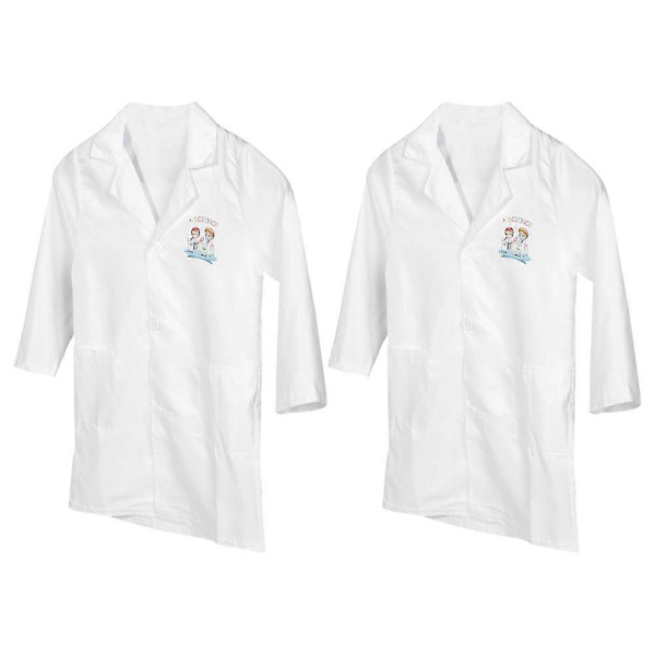Laboratorierock för barn för vetenskapsrollspel 2 st vit polyesterdräkt