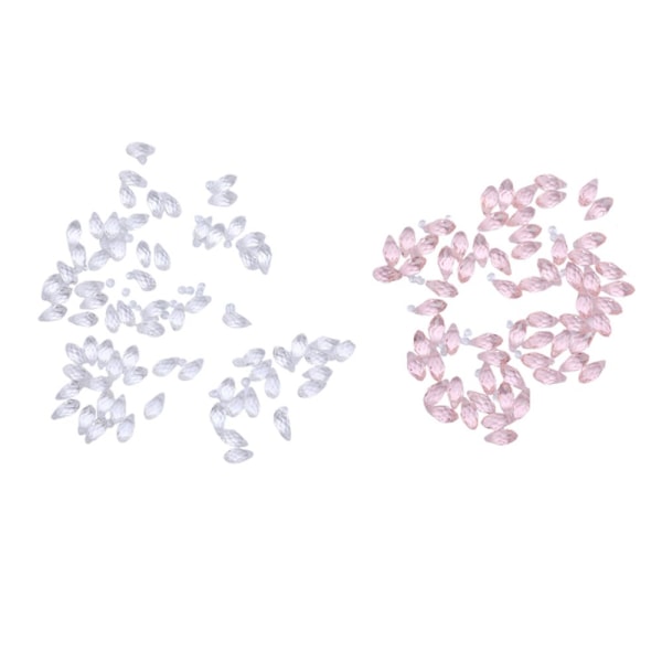 100x Kristallglas facetterade pärlor Charm Borrade hängen DIY Craft Clear+Pink