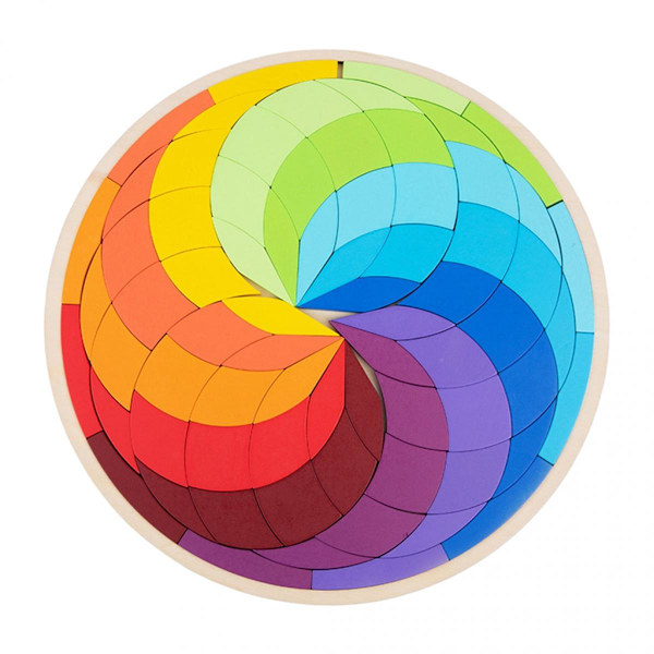 Färgglatt Träpussel Montessori Tangram Pedagogiska Leksaker För Barn 3-6 B