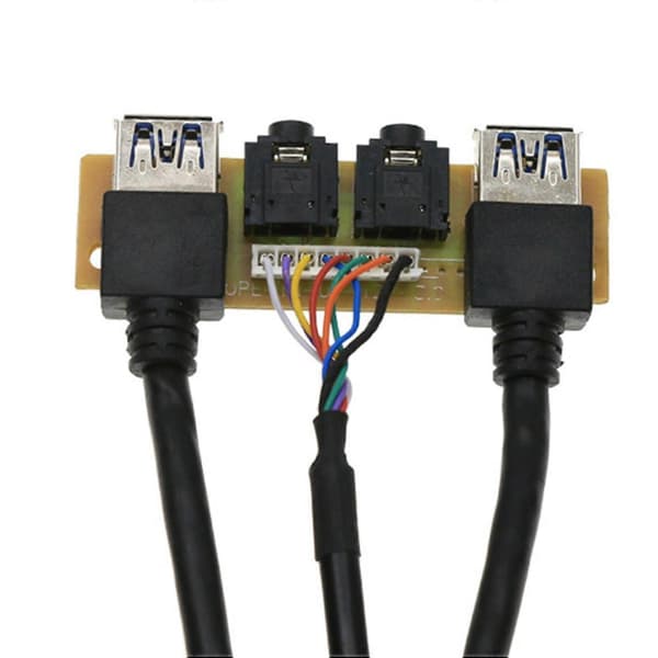 2 stk. 60 cm front til kabinetpanel USB3.0+USB3.0 High Definition Audio Jack Port I/O Board Intern kabelledning Hub