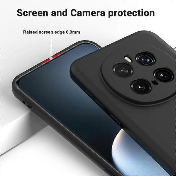[RM] Stöttåligt mobilskal i flytande silikon med enfärgad design Black For Honor Magic7 Pro