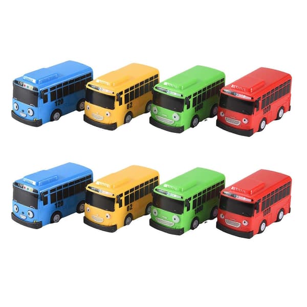 8 stk. Lille Bus Mini Plast Træk Tilbage Blå Rød Gul Grøn Bus Bil Model til Børn size