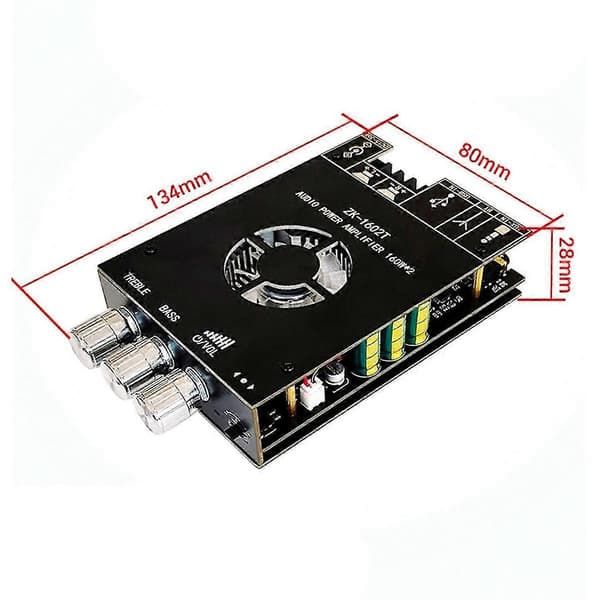 -1602T Bluetooth Audio Effektforstærkermodul TDA7498E 160WX2 Høj Basjustering Forstærkerkort DC15-36V