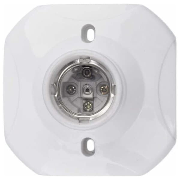 Triomphe E27 LED-pærefatning, keramisk E27-fatning og plastbase, E27-vægfatning, hvid E27-fatning med ring til indgangs-/loft-/altanbelysning