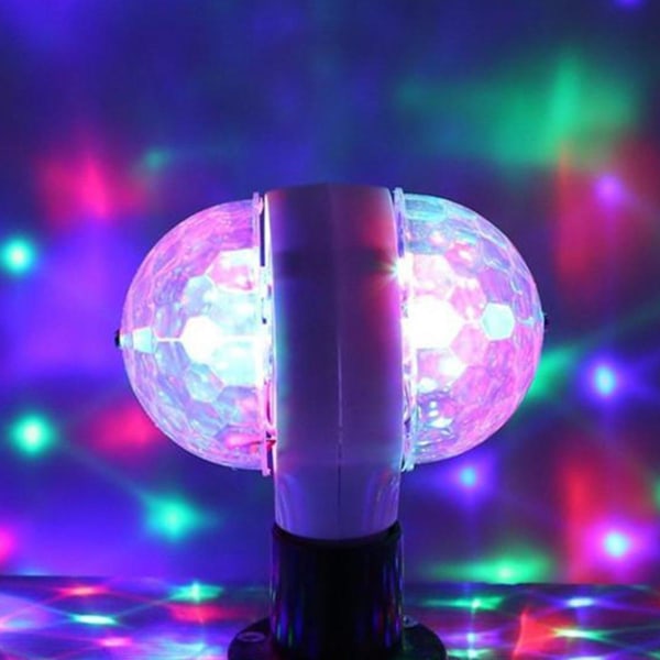 LED-ljus Fest Disco Ljuseffekter Auto Roterande Beacon Glödlampa 6W för alla lampor med E27 Plast Sockel Dual-Headed Glödlampa