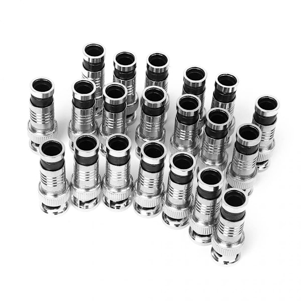 Parti 20st BNC Kompressionskontakt RG59/RG60 CCTV Koaxial Hane Adapter