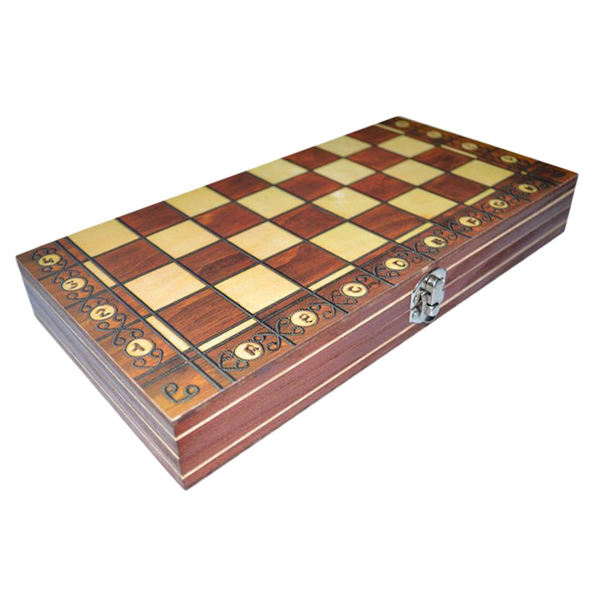 39cm Hopfällbart Schackbräde 3 I 1 Magnetiskt Schackset i Trä, Schack/Dam/Backgammon, Stort Schackset Schackpjäser, Inbyggd Förvaring