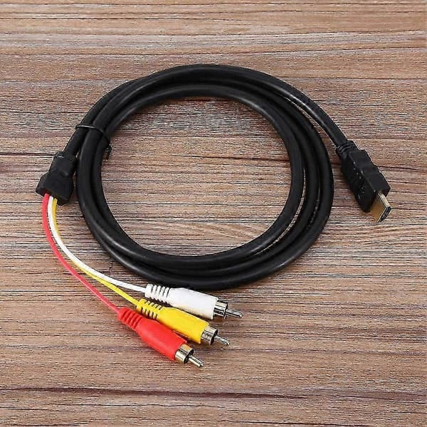 HDMI til RCA AV-adapterkabel, 1,5M HD Audio Video Converter-kabel til TV, 1080P han til 3 RCA-forbindelse, 1,5 m længde