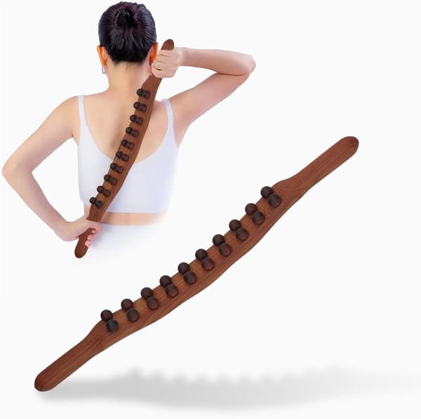 Wood Therapy Drainage Massage Roller Stick Tool, Massage Stick with 20 Massage Points Back Wood Scraping Stick