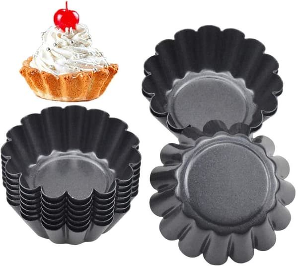 [RM] Pakke med 14 eggeterteformer, non-stick terteformer, gjenbrukbare terteformer, mini-muffinsform i karbonstål, terte for pudding, baking