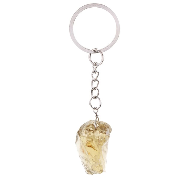 Naturlig rå kristall nyckelring handväska hänge gul nyckelring