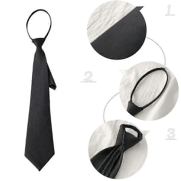 En students och säkerhets, 40~44cm svart dragkedja och \"lazy tie\" black