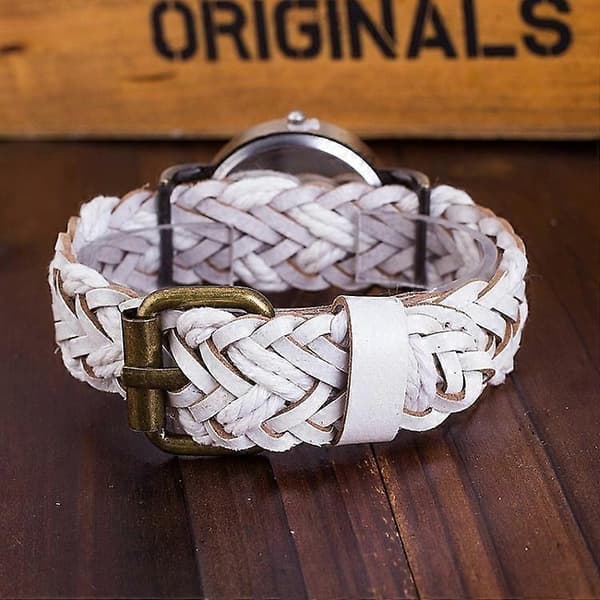 Retro hult hoved koskind vævet armbåndsur til kvinder Blue