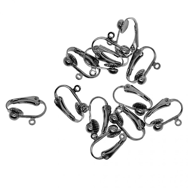 12 st clip-on örhänge omvandlare med öppen ögla silvervit diy tillbehör