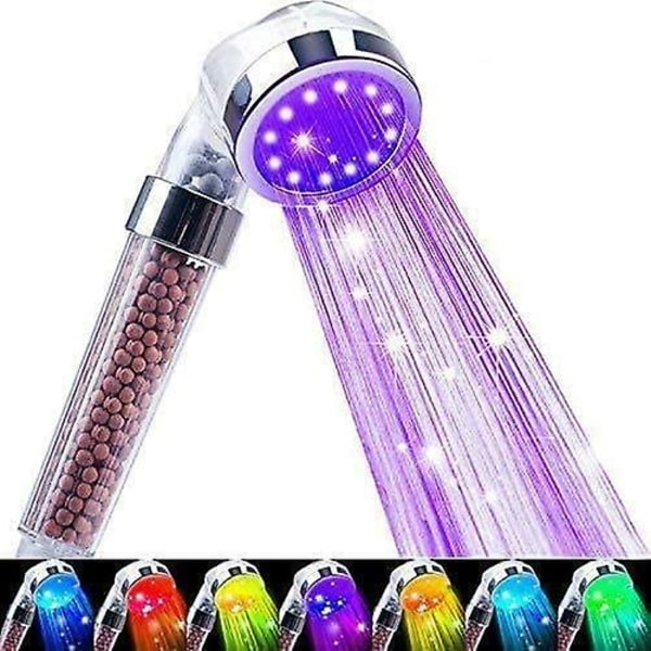 LED Duschhuvud, Filter Filtrering Högt Tryck Vattenbesparande 7 Färger Automatiskt Inga Batterier Behövs Spray Handhållet Duschmunstycke 6 liter/min för Torr Hy
