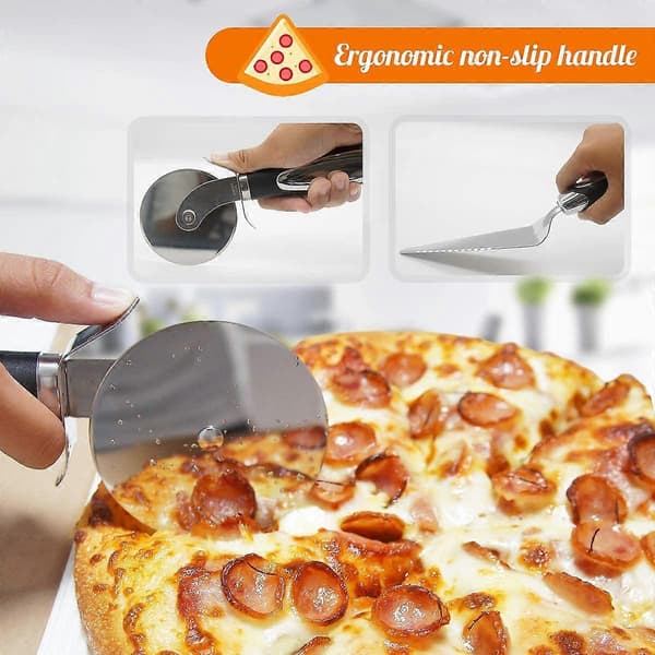 Paj- och pizzaspade - Rostfritt stål - Silver och svart - 25 cm