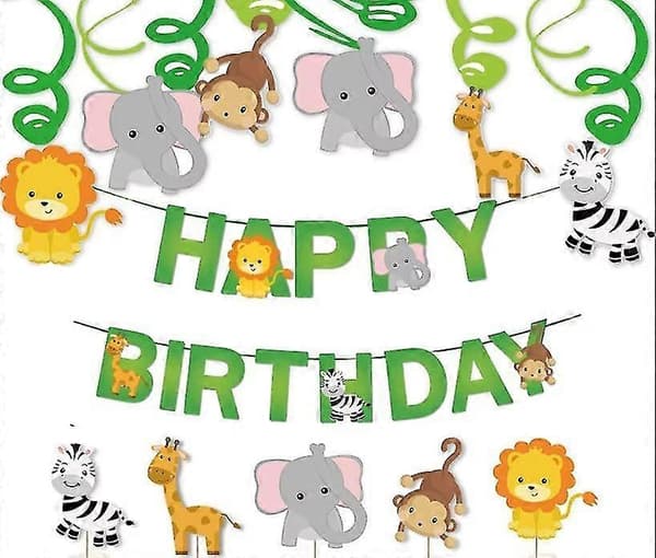 Gratulerer med dagen-banner Cupcake Topper Jungel