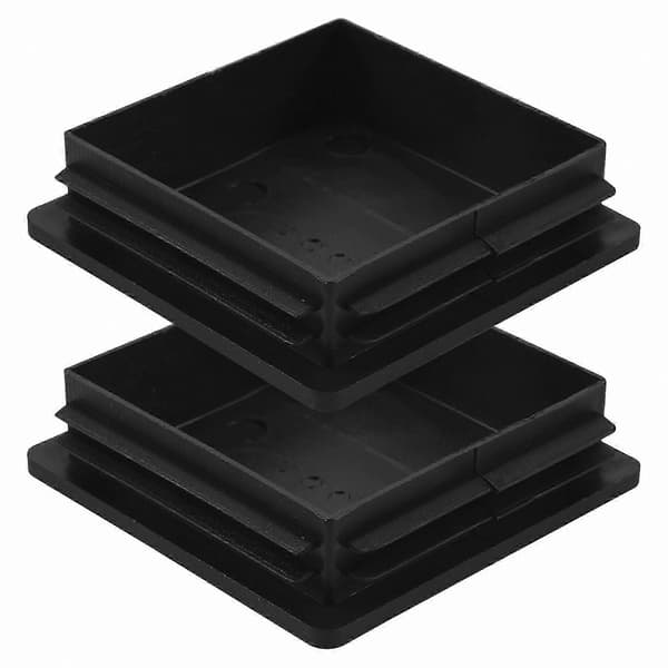 80 mm x 80 mm firkantede plastrør endestykker, 2-delt rørindsatsstik Black