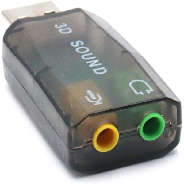 3 st 3d externt enhetsfritt USB -ljudkort 5.1-kanals USB ljudadapter med 3,5 mm ljudjack, svart