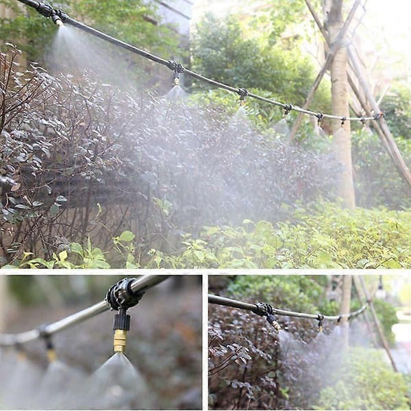[RM]10m Automatic Watering Kit Micro Mist Spray Cooling System Garden Agriculture Greenhouse Irrigation Spray Brass Mist (LGL) 10m