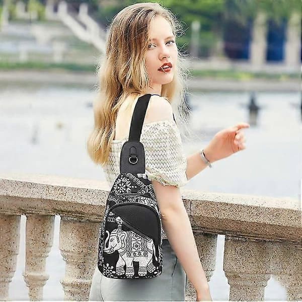 Dame Crossbody Taske Brysttaske til Sport Rejse - Elefant