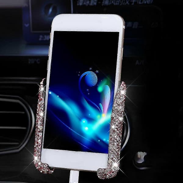 Universal Biltelefonhållare Luftventilfäste Klämma Bling Strass Biltillbehör Rosa PXCL