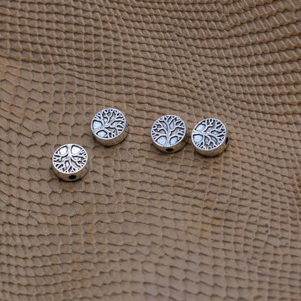 50 st Legerade Space Beads Hängen med hål för DIY smycken hantverk - tibetanskt silver