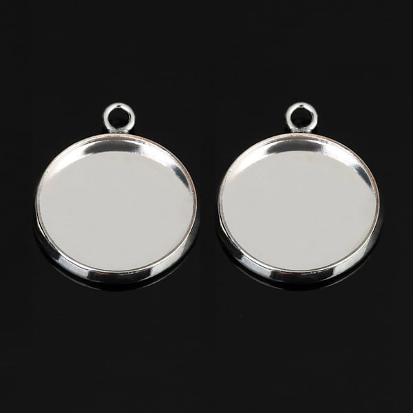 20 st Smyckesbrickor Cabochonhållare Silver Cameo Smycken Innerdiameter Storlek 10 mm