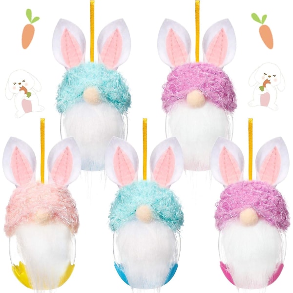 5 Stycken Påskäggsformade Förvaringsbehållare Burk Påskhare Tomtar Hängande Ornament