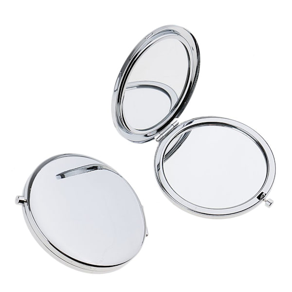 2 st Reseportabla Dubbla Fickor Kompakt Sminkspegel Set Silver