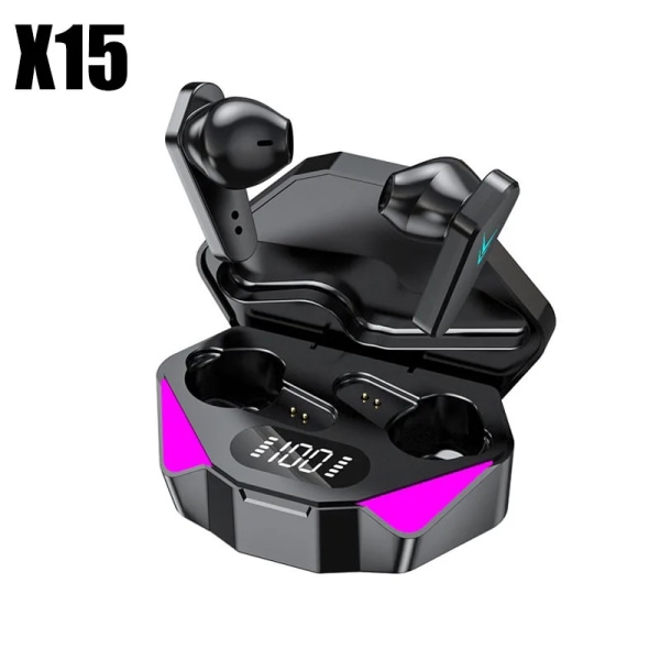 X15 TWS Trådlösa hörlurar 5.3 bluetooth hörlurar 65ms Låg Latency Earbud Esport Gaming Headset Gamer med mikrofon för xiaomi iphone x15 black