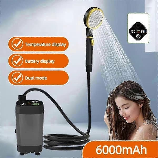 [RM]Bärbar uppladdningsbar campingdusch med 6000mAh batteri