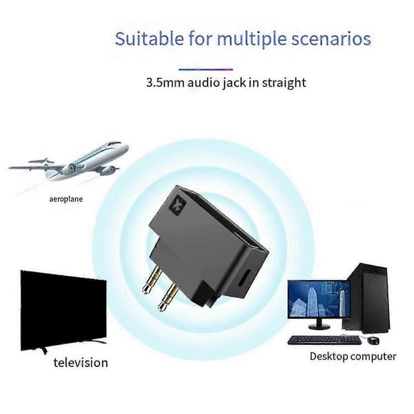 AK3046E Pro trådløs Bluetooth 5.0-adapter til fly, med HD/LL/adaptiv sender til hovedtelefoner