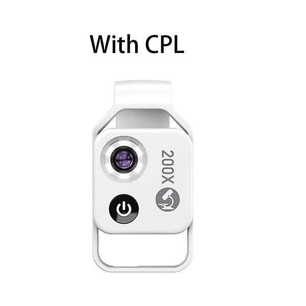 Digital 200X mikroskoplins med CPL mobil LED-guideljuslampa Micro Pocket SuperMacro-lins White