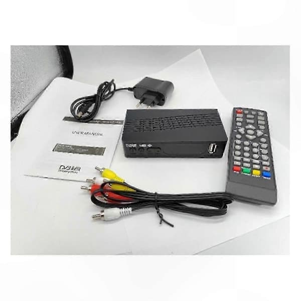 Full HD Digital TV-mottaker med HEVC H.264-støtte DVB-T2-mottaker Videodekoder EU-plugg-kompatibel Black