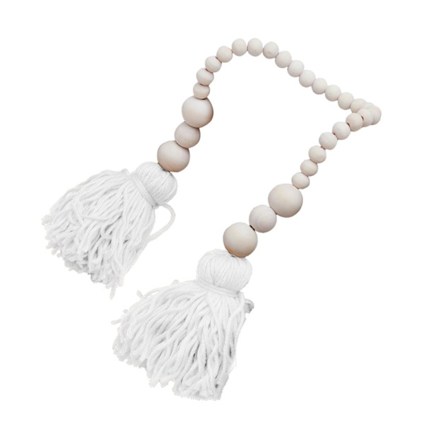 Pärlhänge Träpärlor Myggnät Boll Ornament Vit Hantverk