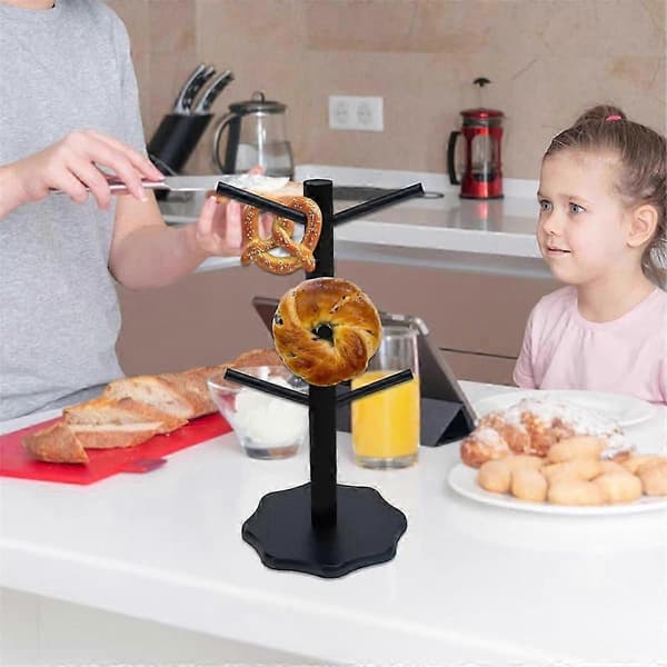 Træformet Kringel- og Bageludstillingsstativholder Black