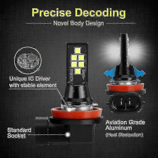 LED Dimljuslampor för HB4 9006, 3030 SMD, 6000K Kallvit black