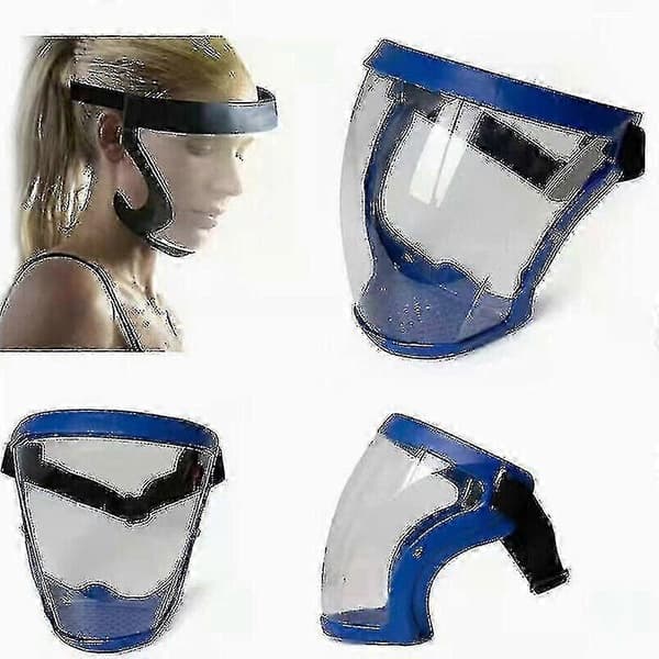 Anti-imma Full Face Shield Super Protective Head Cover Transparent Safety Mask Blue