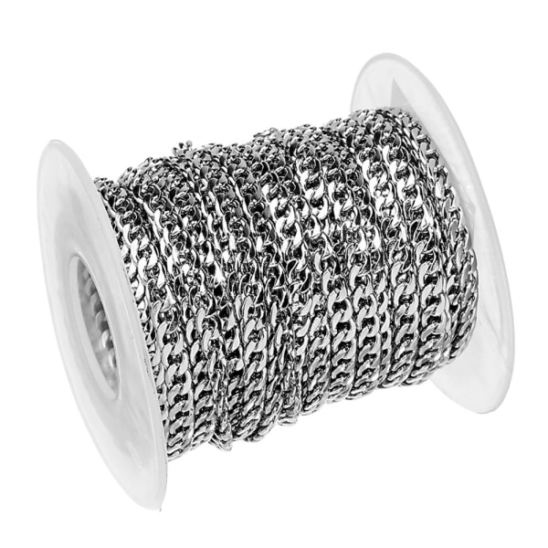 Rostfritt stål Curb Chain Bulle Silver Tone för smycken gör Craft 3mm