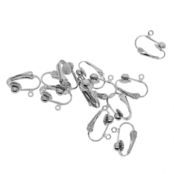 12-pack Clip-on Örhänge Omvandlare med Öppen Ögla DIY Fynd Silver