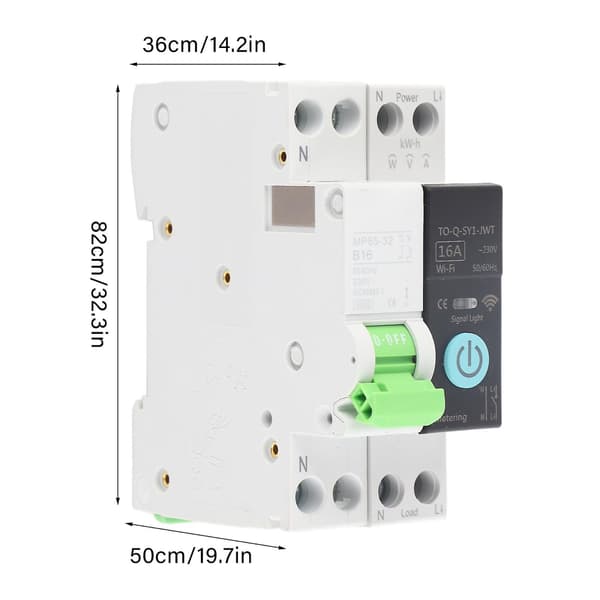 1P+N Smart WiFi effektbryter med 6KA brytekapasitet, 16A AC230V, fjern- og tidsstyring