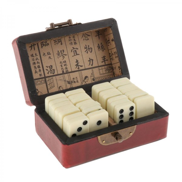 Professionell dubbla sex 28 delar domino- set med förvaringslåda Trä Traditionellt klassiskt fritidsfest Familjebrädspel