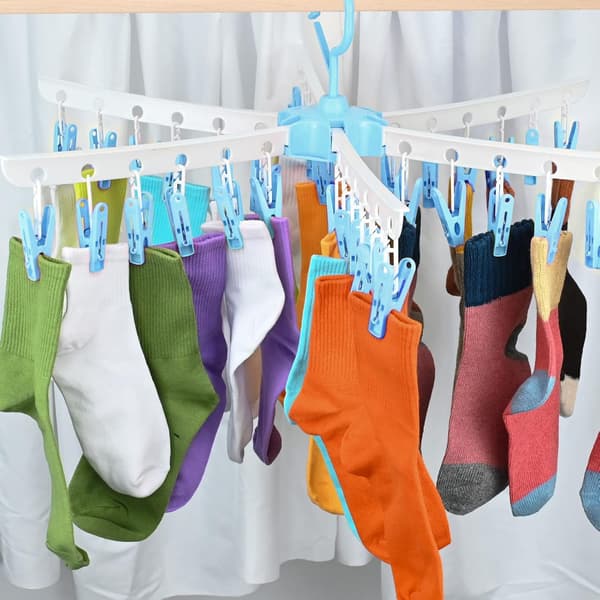 [RM]Sock Drying Rack with 36 Clothes Pegs, Foldable Hanger, L B