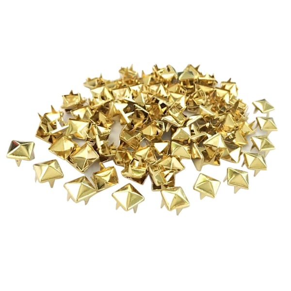Grossist 100 st fyrkantig pyramid nit metall nitar läderhantverk diy guld