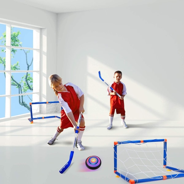 Hover Hockey Set för barn Leksaker, Hover Hockey Spel med 2 mål Led Light Air Hover Ball, Roliga Familj Indoor Hockey Presenter