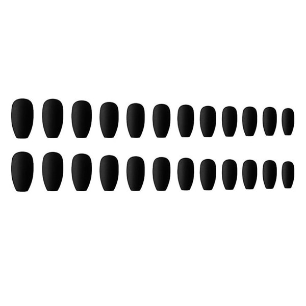 Matta falska naglar långa kista tryck på naglar Ballernia konstgjord akryl heltäckande cover för kvinnor och flickor (24 st)