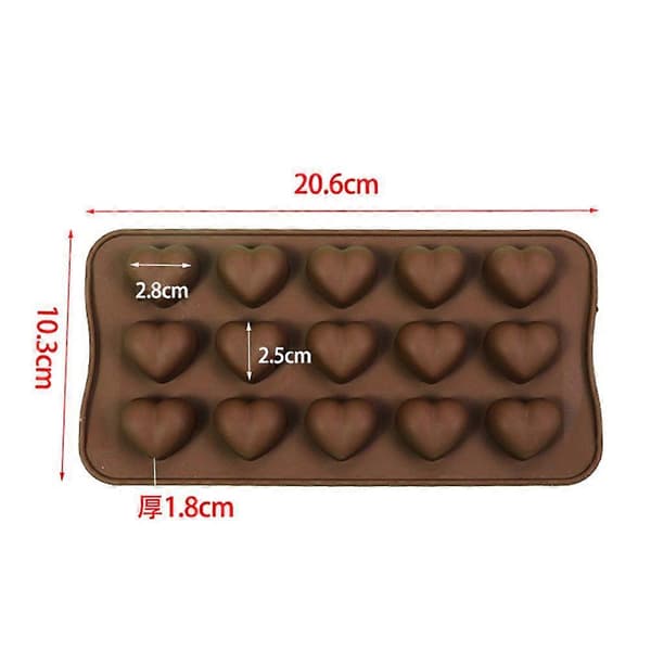 15 hjärtformade isbitar/choklad/geléformar - brun - 2 stycken