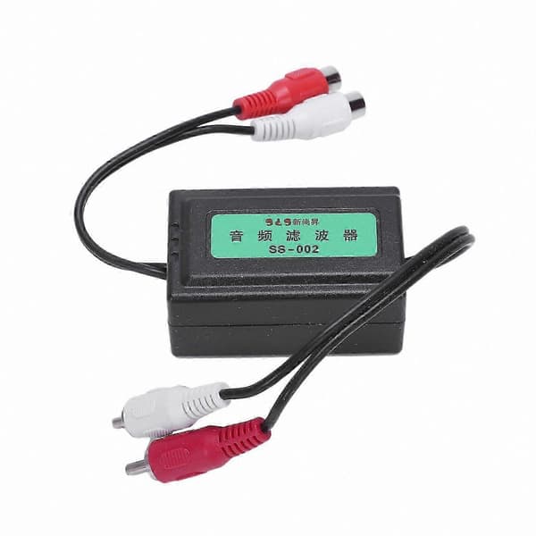 Jordsløjfestøjisolator til billydsystemer med 3,5 mm og RCA-stik black