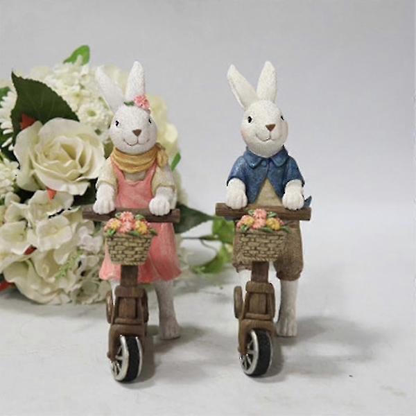 [RM] Riding Rabbit Couple Ornament Spring Easter Decoration Micro Landscape Figurine